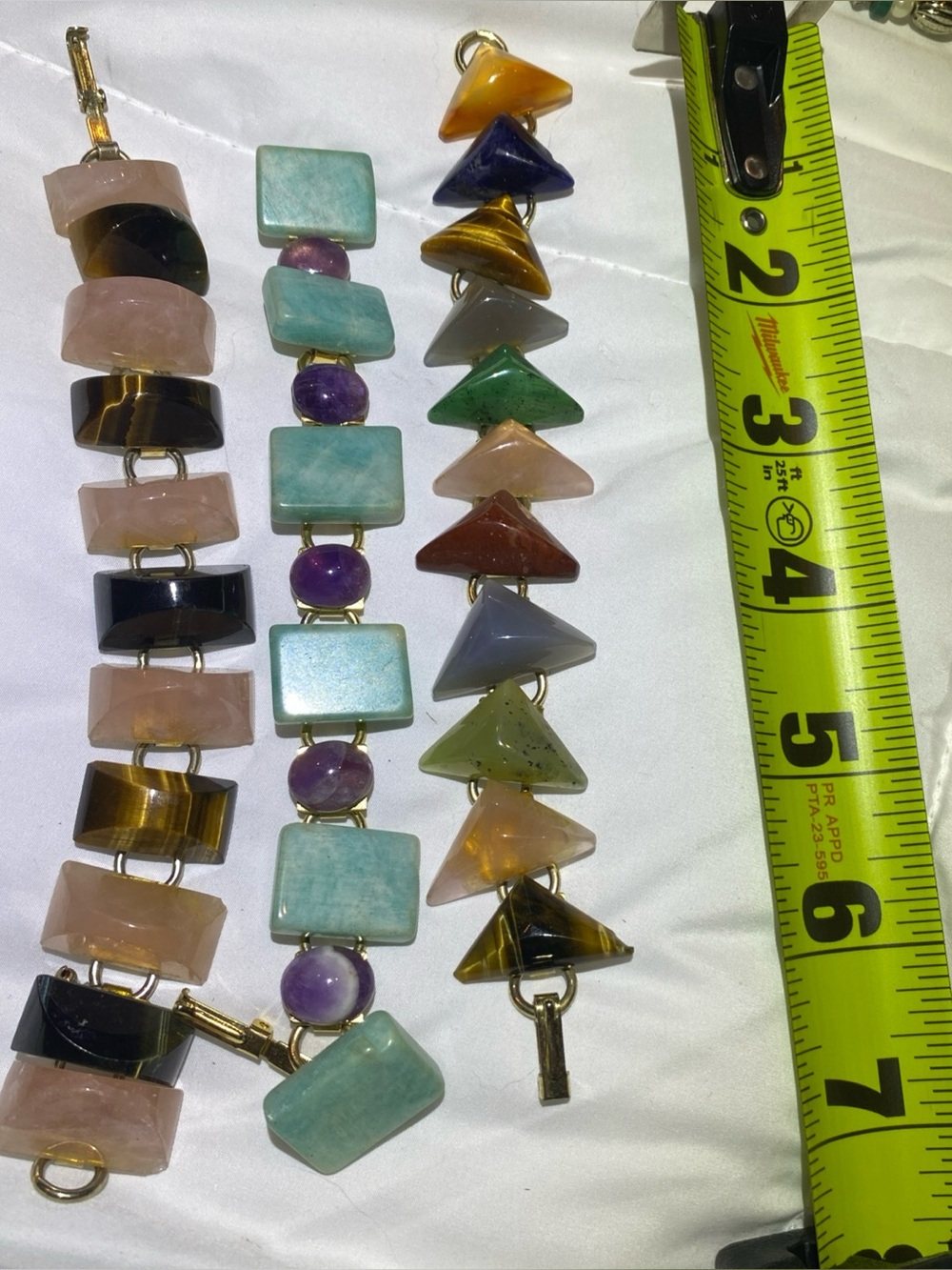 Multi-Gemstone Triangle & Square Bead Bracelet - Multicolor